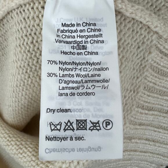 NWT J.CREW Natural Cream Crewneck Sweater Rhinestone Jewel Button Wool Blend XS - Picture 11 of 12